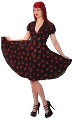 Rockabilly šaty dámské krátké s granáty