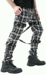 Punkové kalhoty pánské dlouhé šedý tartan