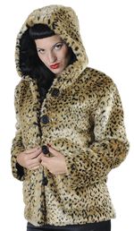 Punkový kožich dámský krátký zlatý leopard