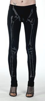 Gotické legíny dámské dlouhé Skeleton