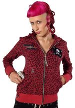 Punková mikina dámská červený leopard