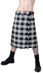 Sukně pánská krátká - kilt bílo-černá kostka