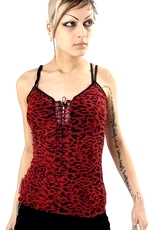 Punkový top dámský červený leopard