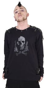 Metalový top pánský s lebkou a kovovými ozdobami