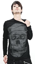 Gotický top pánský s velkým potiskem lebky