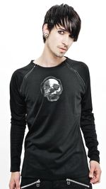 Rockový top pánský s lebkou se sluchátky