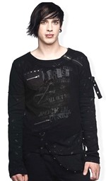 Punk-rockový top pánský s potiskem a síťovinou