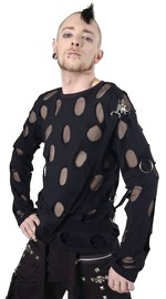 Gotický top pánský s dírami a popruhy