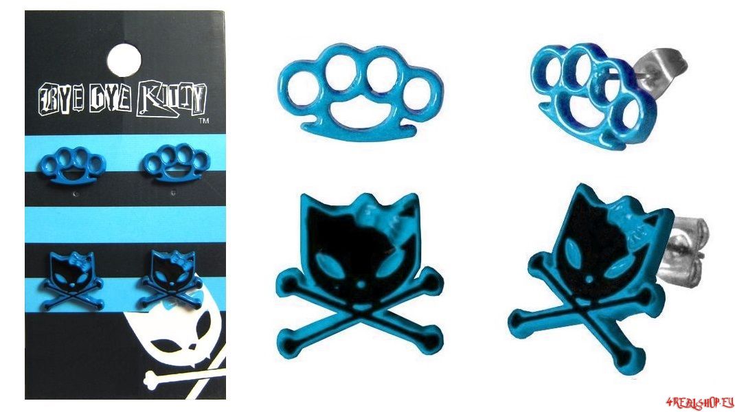 Náušnice Kitty & Knuckle Duster modré
