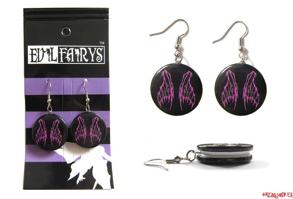 Náušnice Evil Fairy Wings růžové