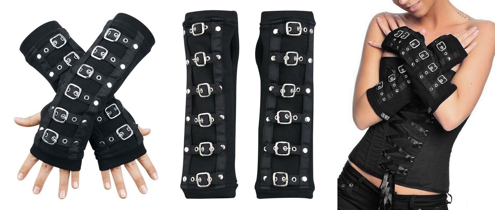 Gotické rukavice s přezkami