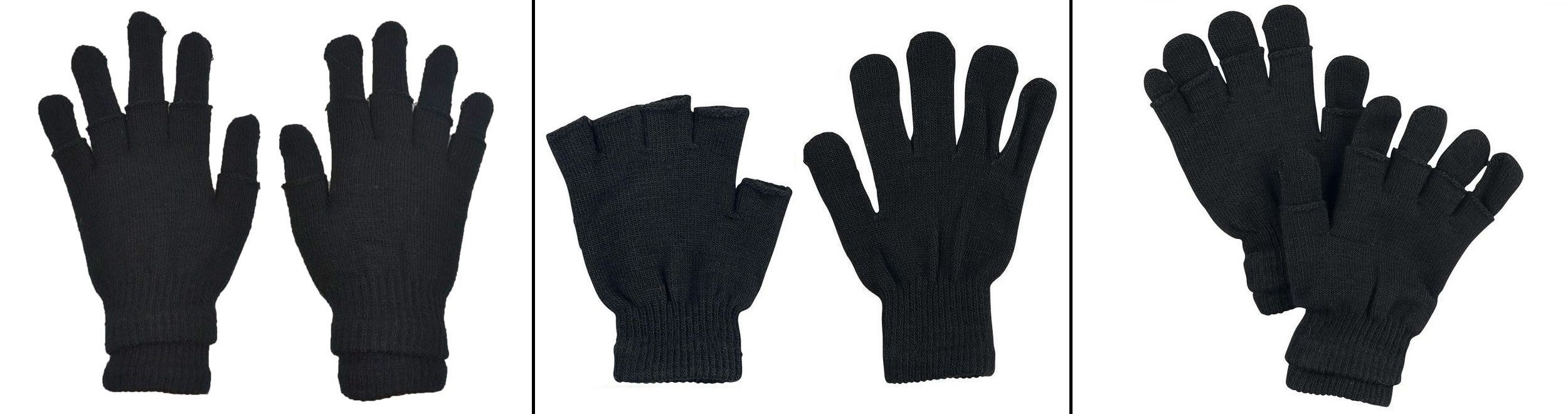 Gotické celoprsté rukavice dámské dvojité černé
