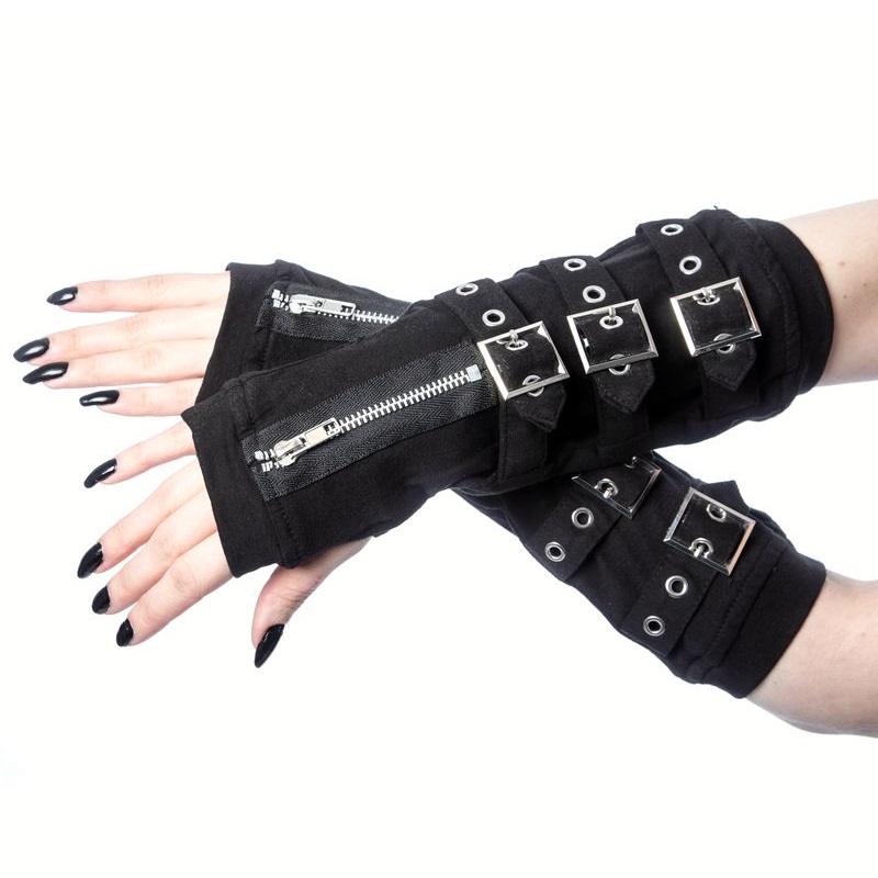 Gotické rukavice s přezkami a zipem