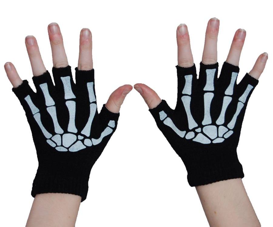 Gotické bezprsté rukavice Skeleton