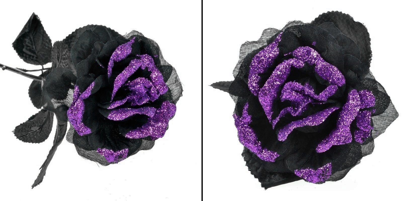 Gotická růže fialovo-černá s glitry
