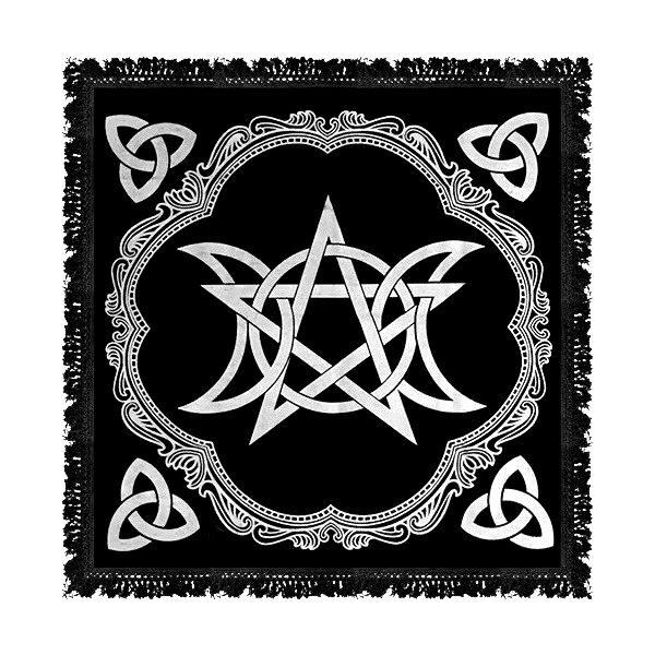 Oltářní ubrus s třásněmi Triple Moon Pentagram