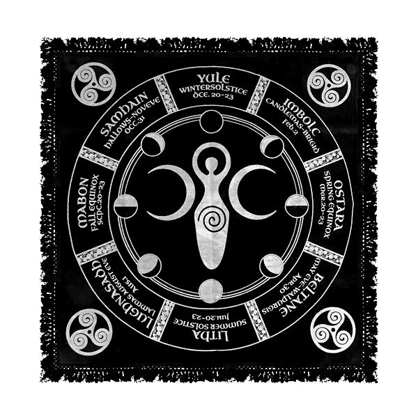 Oltářní ubrus s třásněmi Wheel Of The Year Goddess