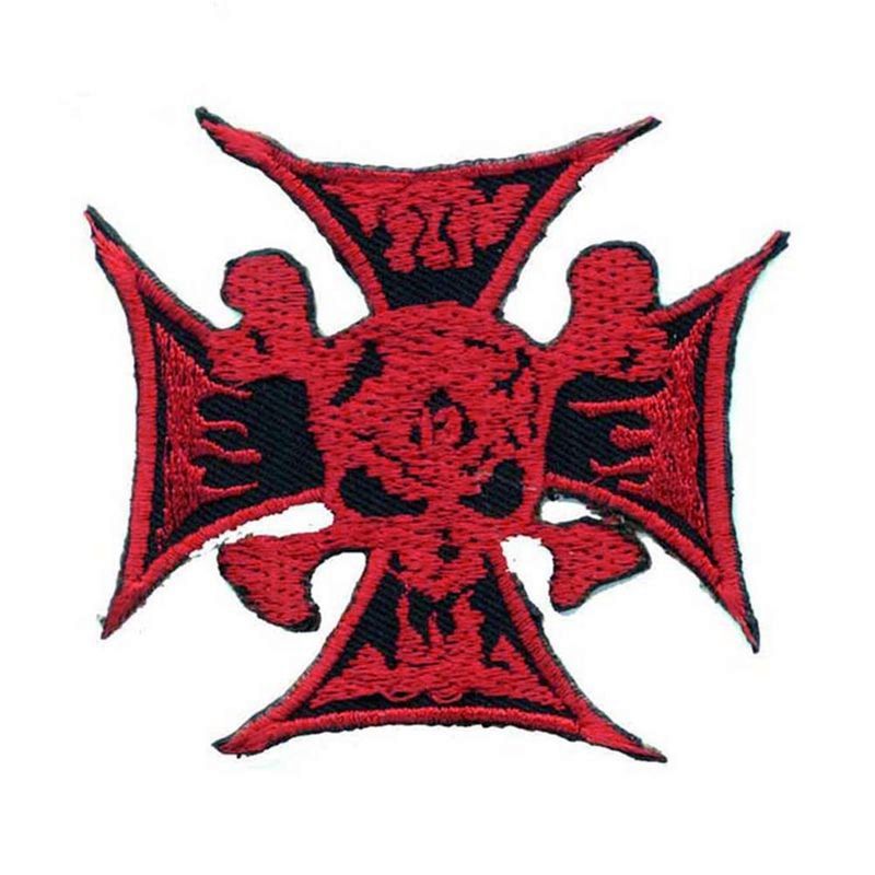 Nášivka - Železný kříž s lebkou červený