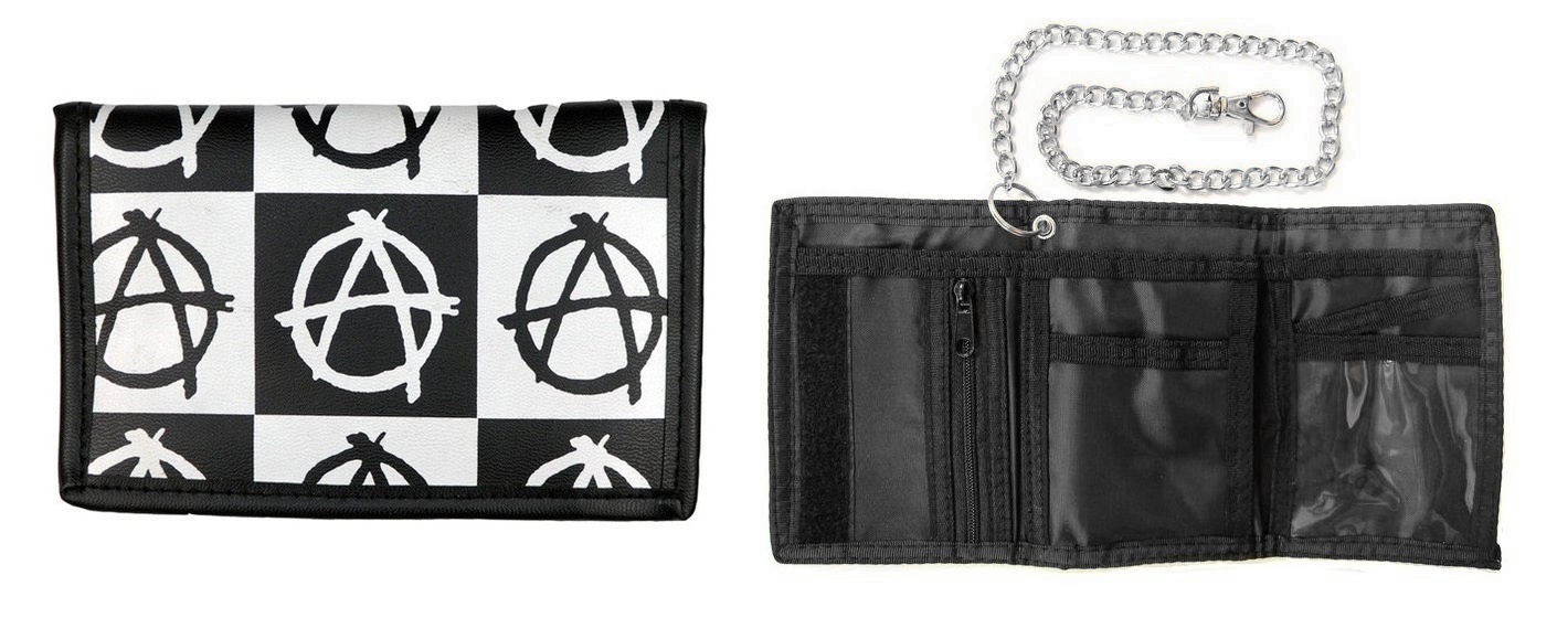 Peněženka černo-bílá s anarchy symboly