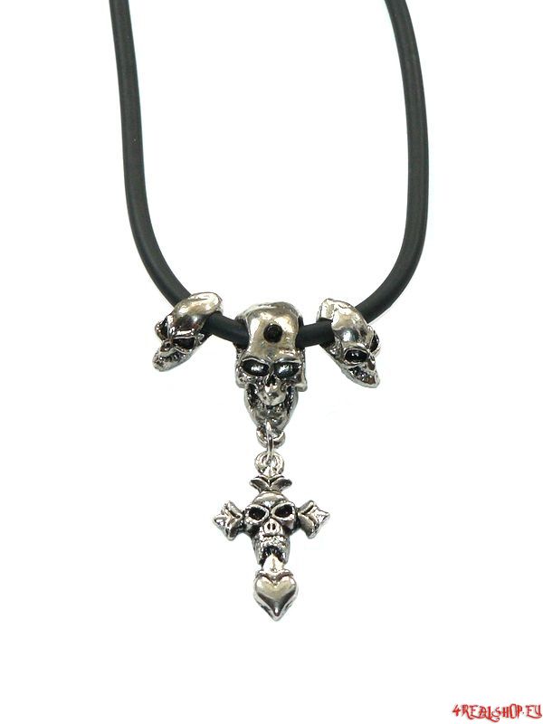 Přívěsek na šňůrce - Skull and Skull Cross