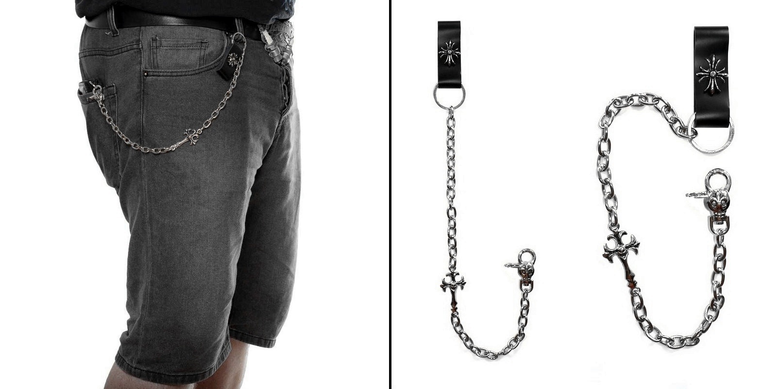 Řetěz na kalhoty s křížem Fleur De Lis