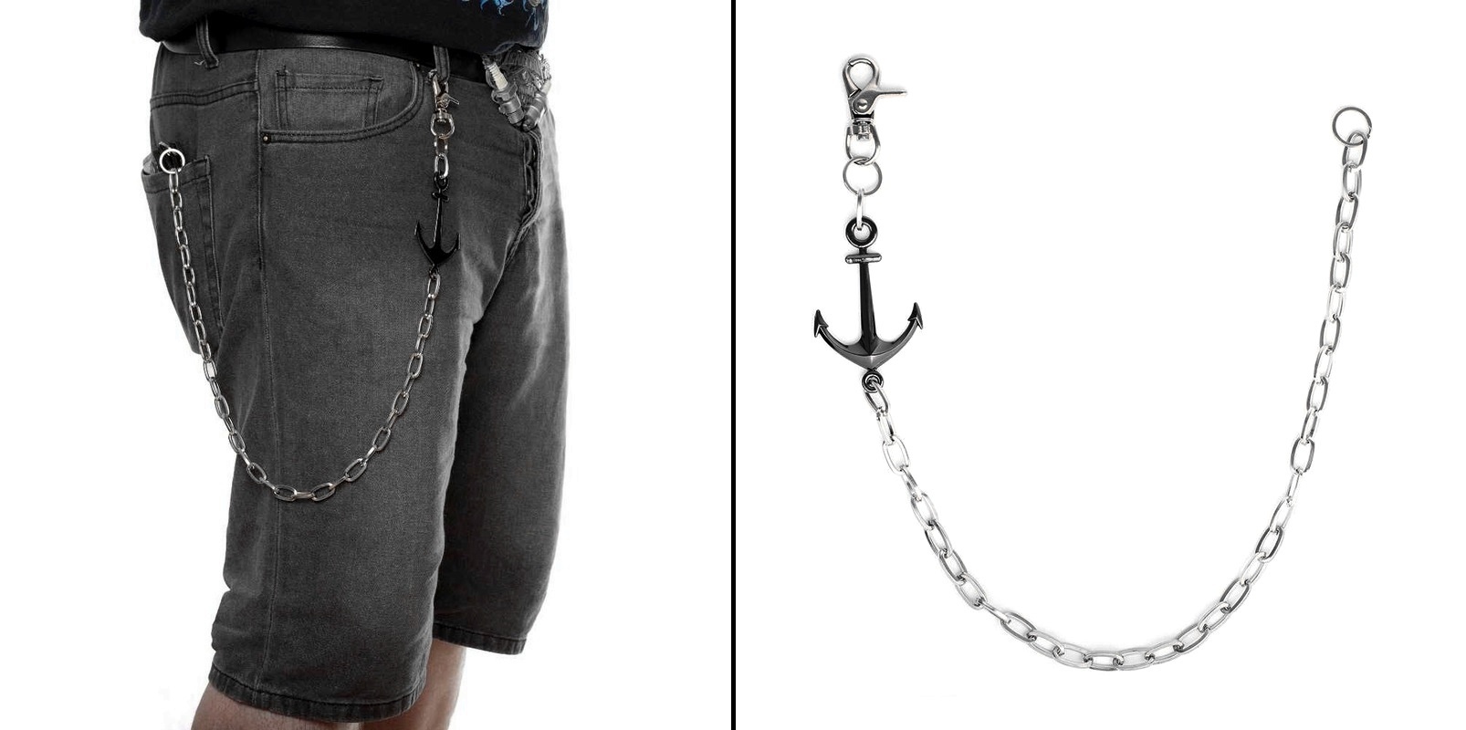 Řetěz na kalhoty s antracitovou kotvou