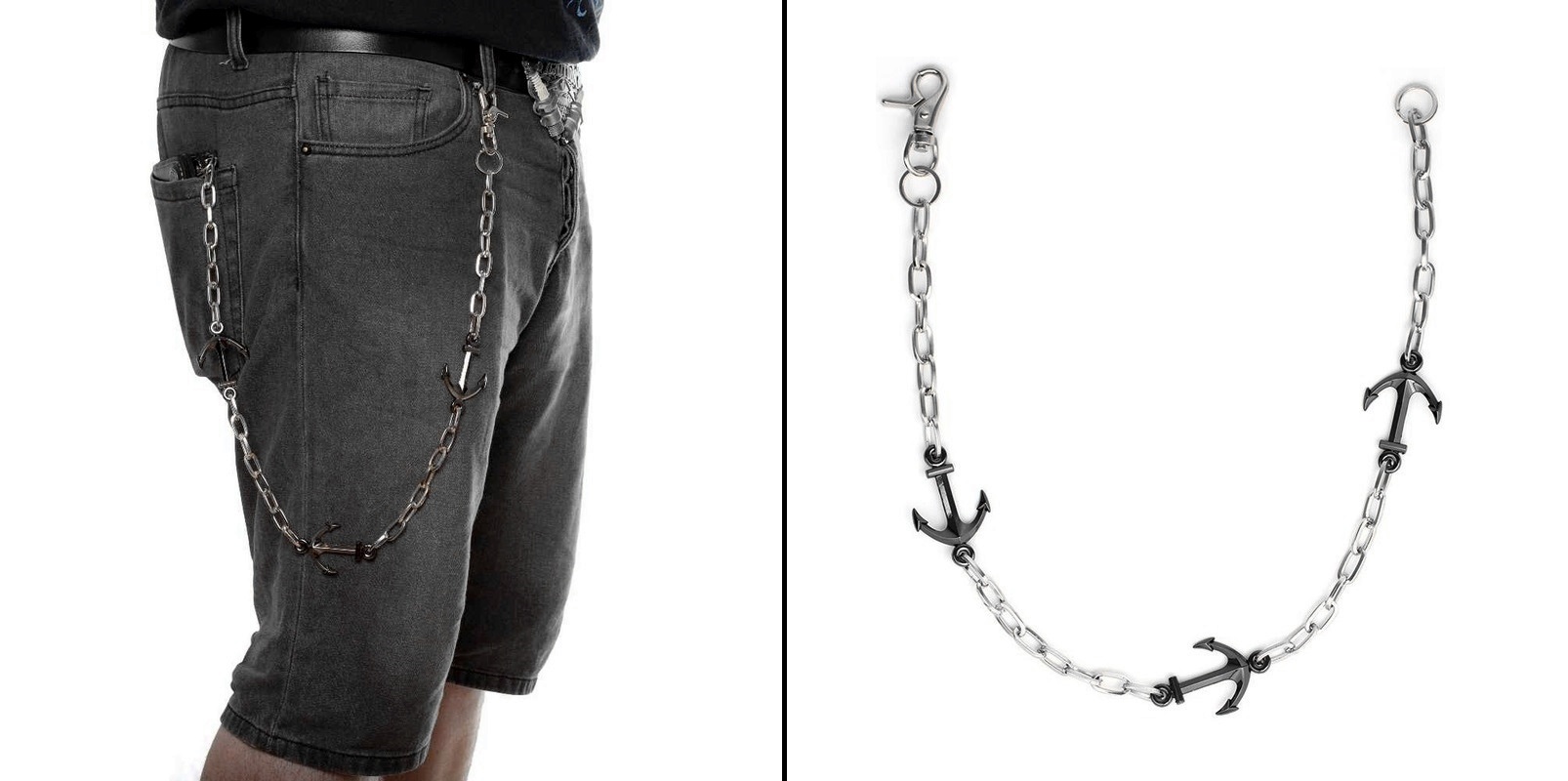 Řetěz na kalhoty s antracitovými kotvami