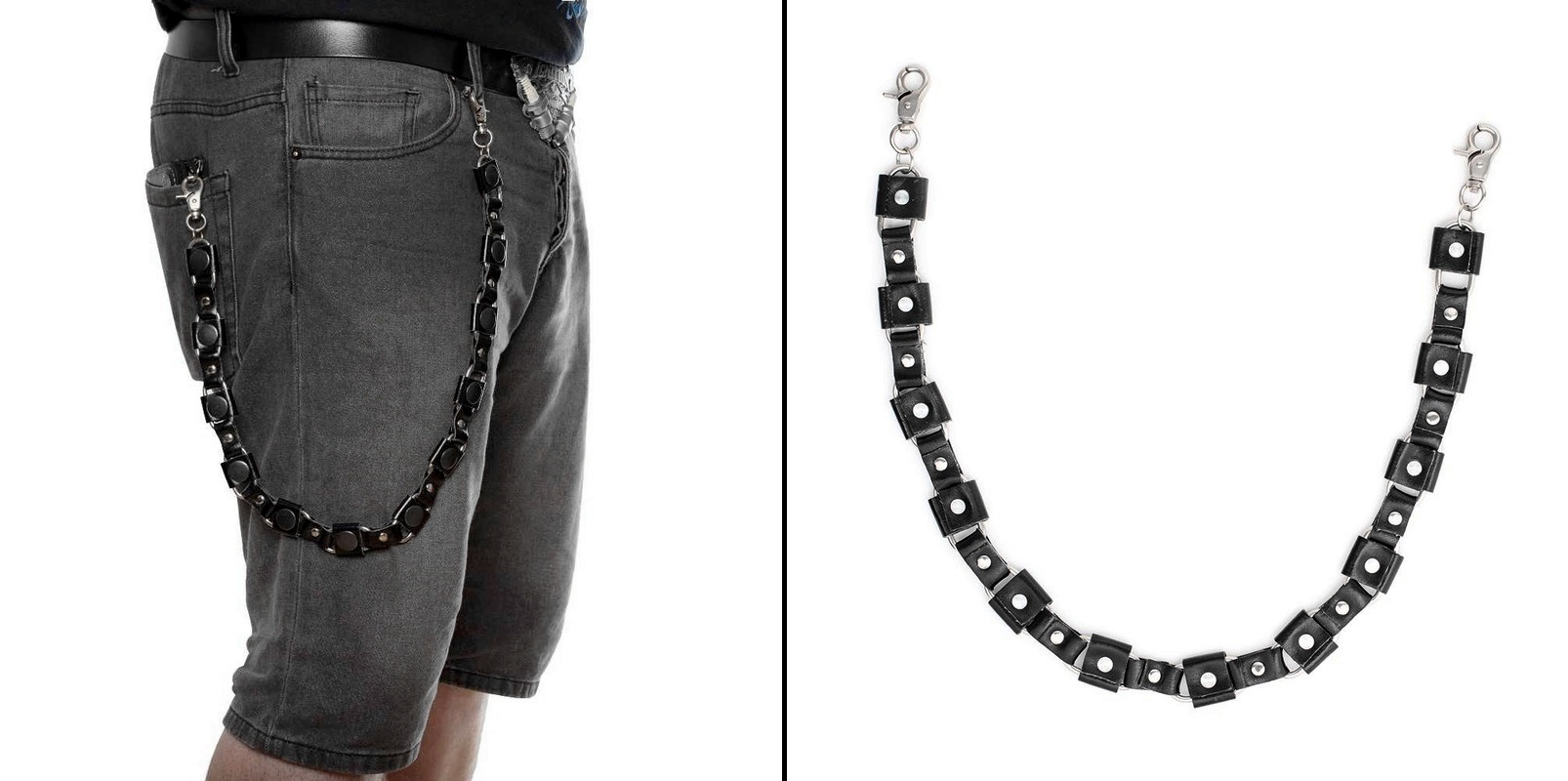 Řetěz na kalhoty s koženkovými čtverci
