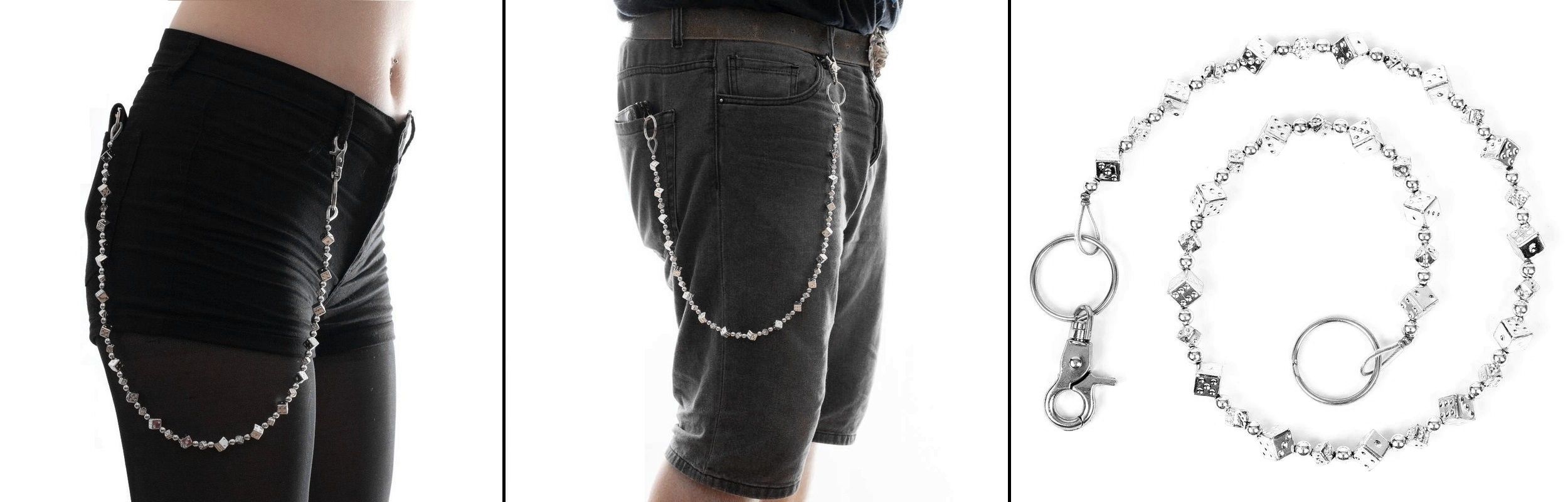 Řetěz na kalhoty se stříbrnými kostkami