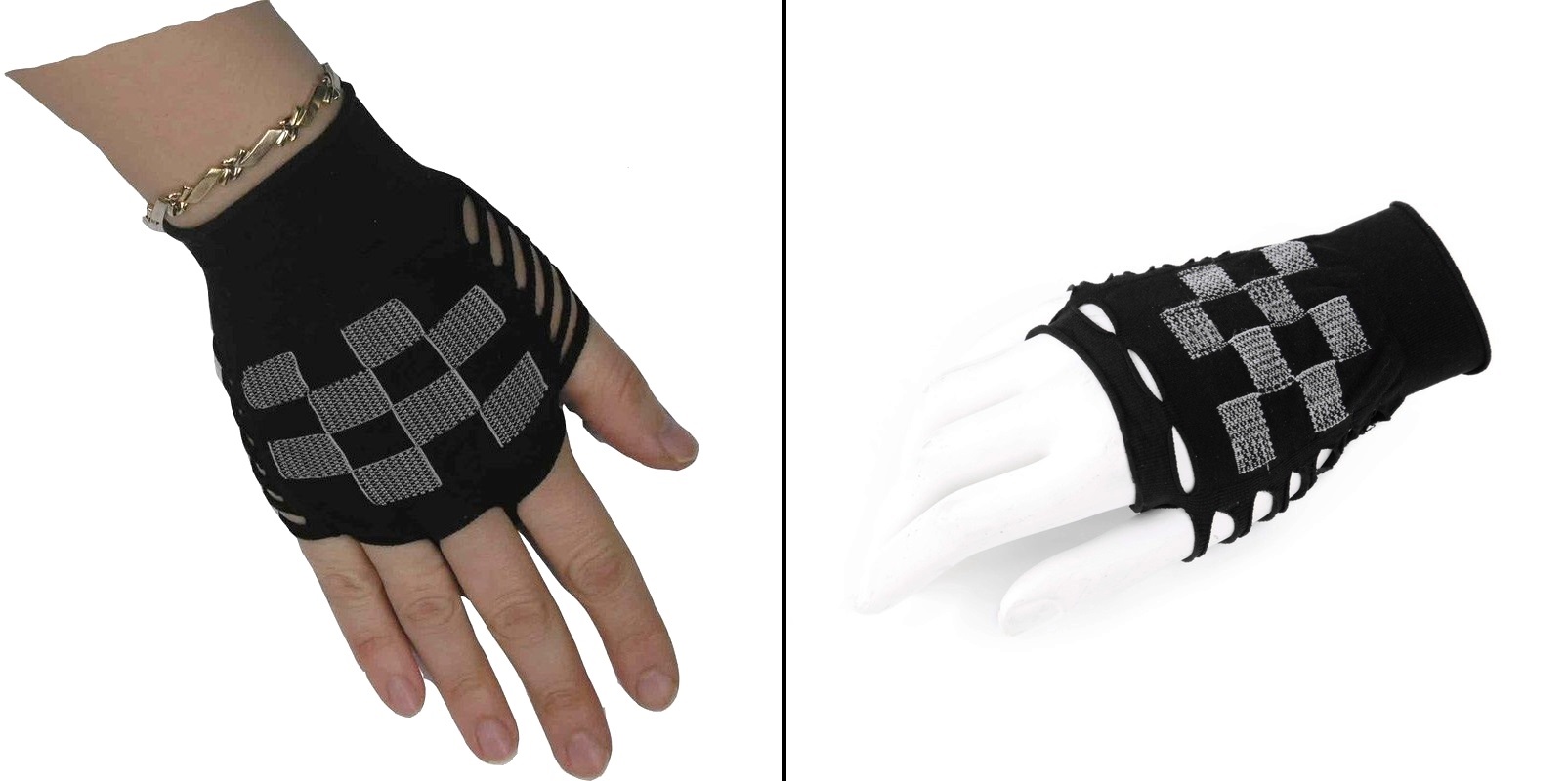 Rukavice s průřezy a šachovnicí
