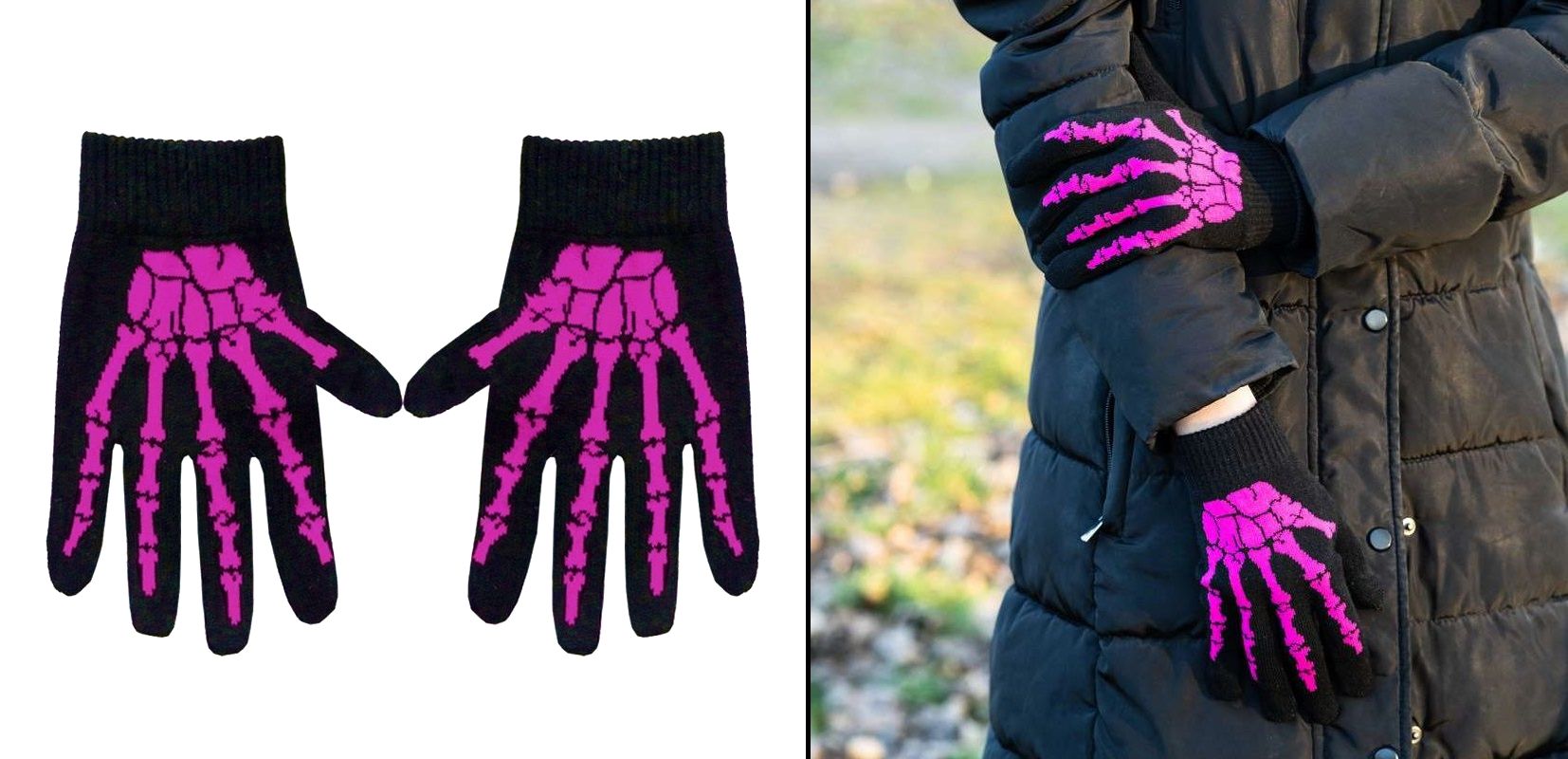 Rukavice celoprsté Skeleton růžové