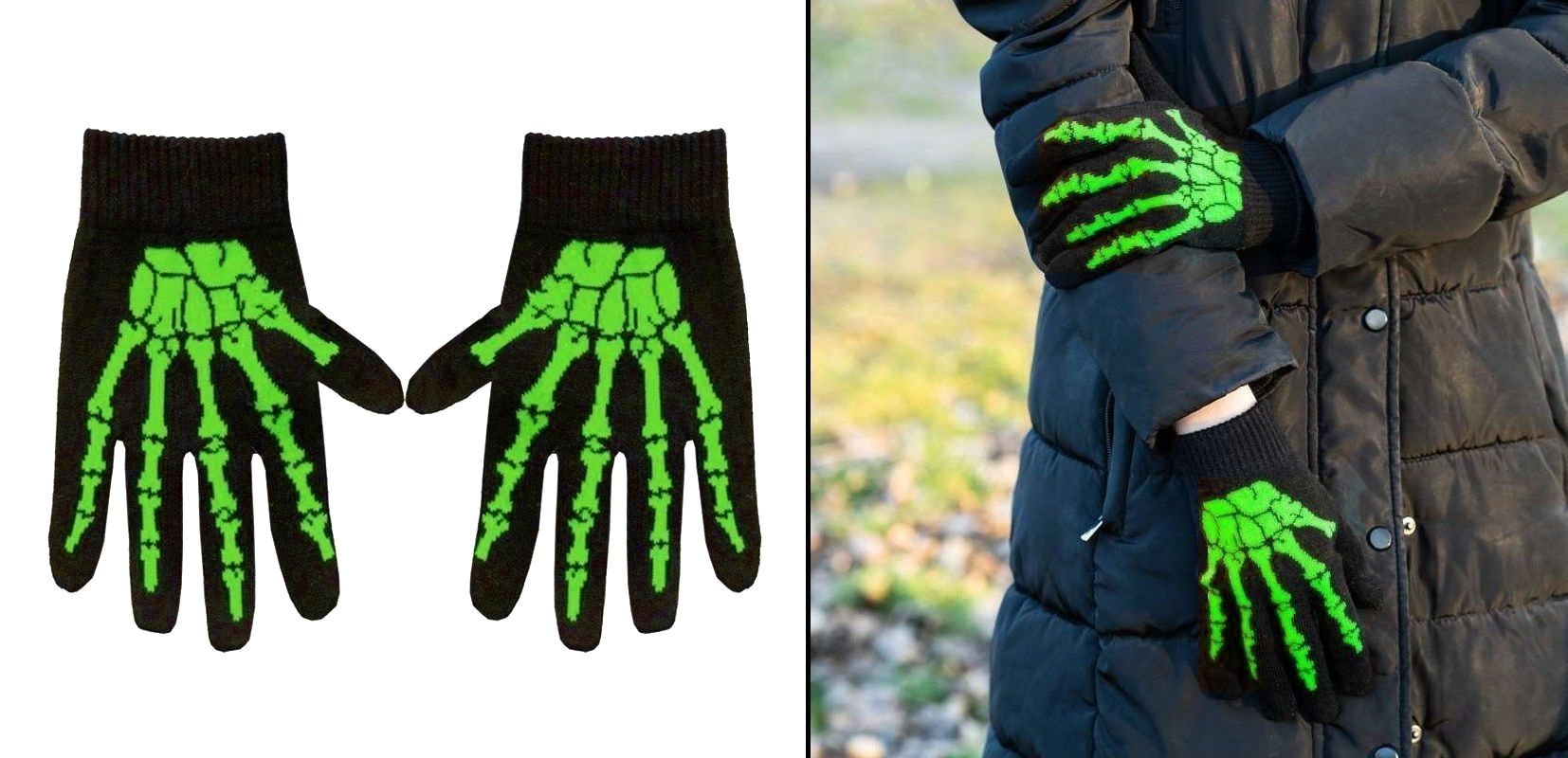 Rukavice celoprsté Skeleton zelené