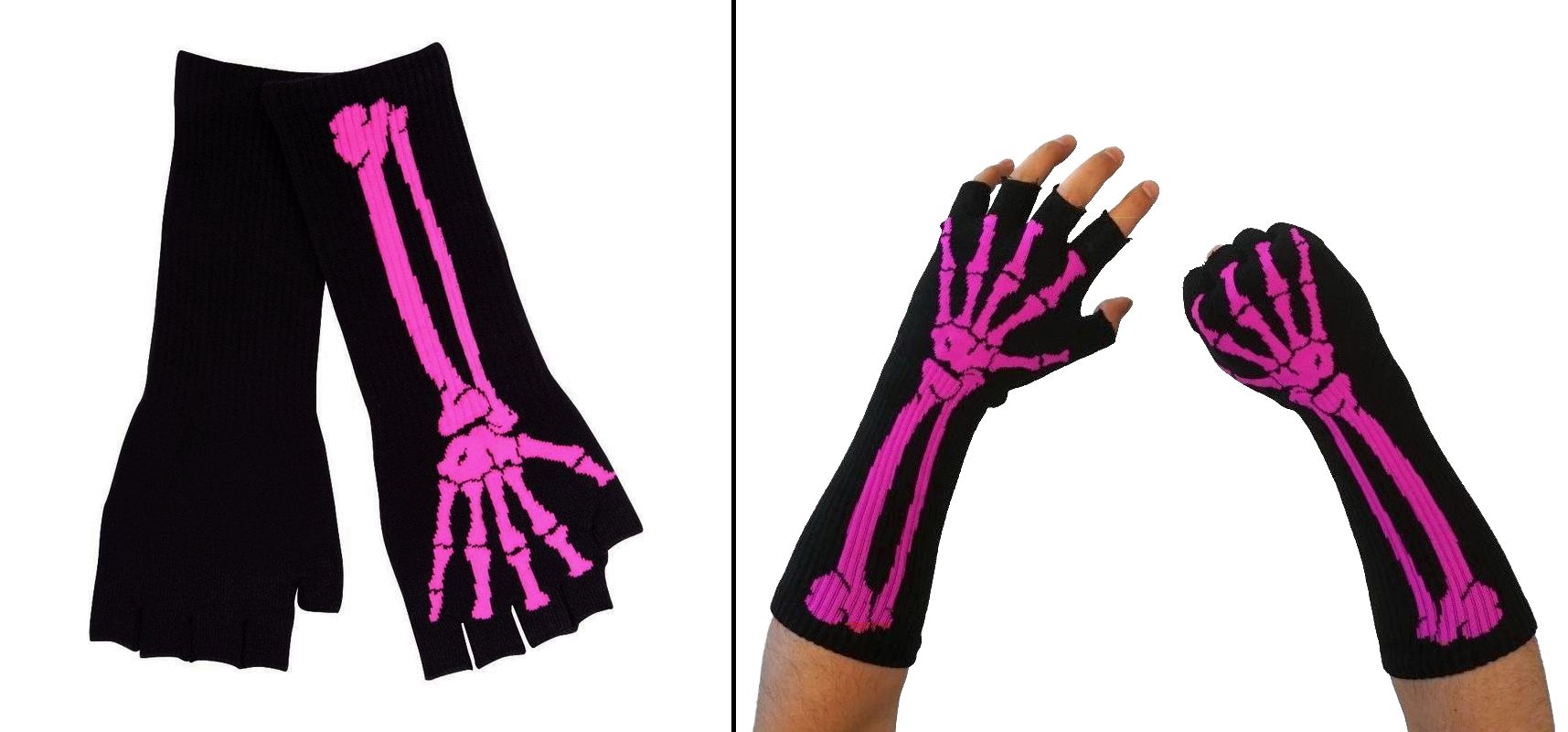 Rukavice bezprsté dlouhé Skeleton růžové