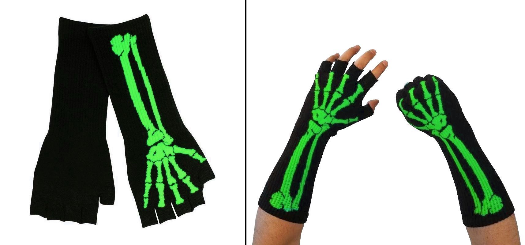 Rukavice bezprsté dlouhé Skeleton zelené
