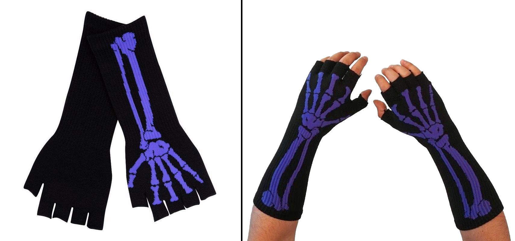 Rukavice bezprsté dlouhé Skeleton fialové