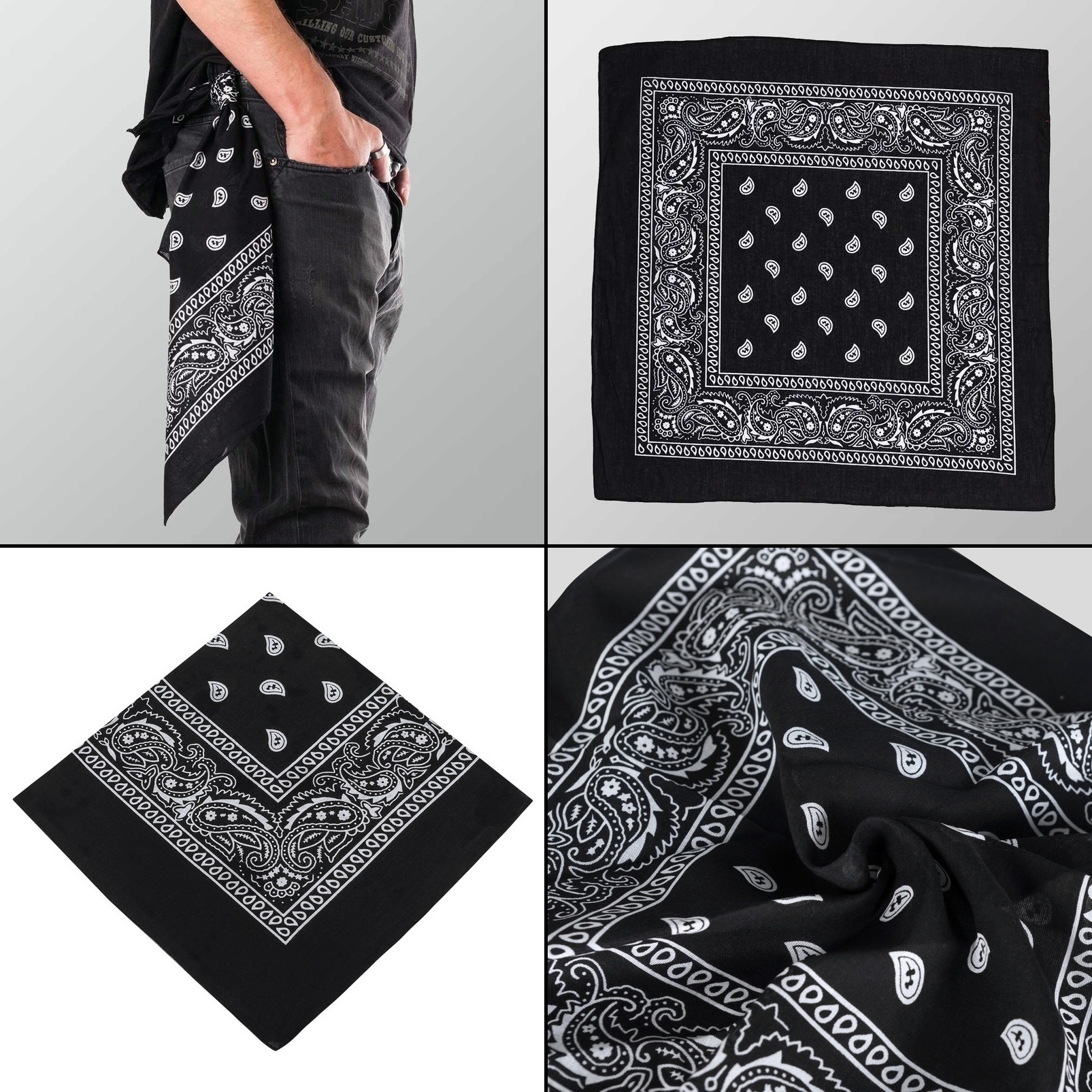 Šátek s paisley vzorem černý