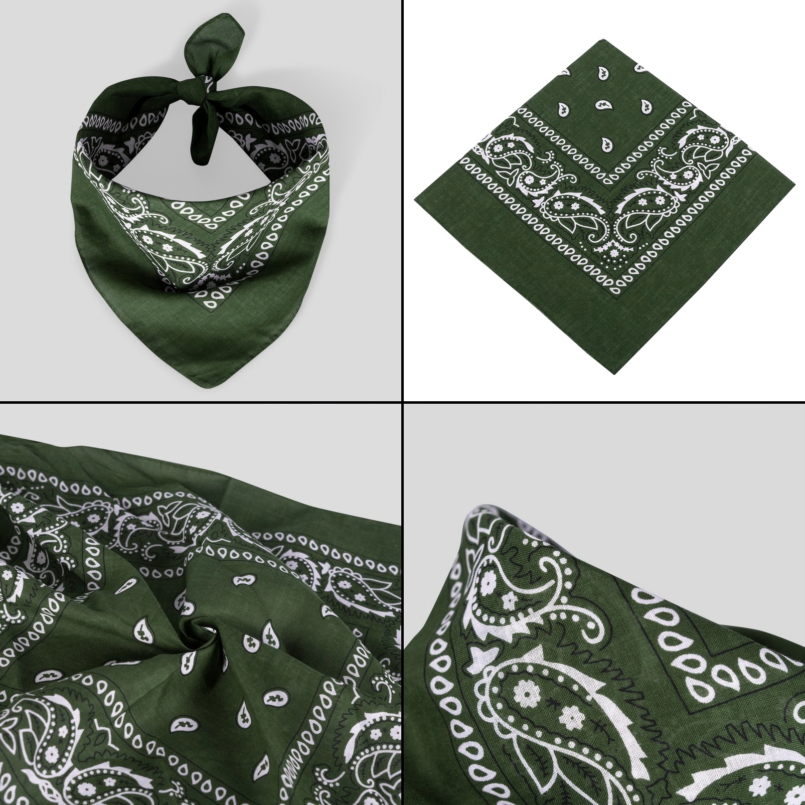 Šátek s paisley vzorem olivový