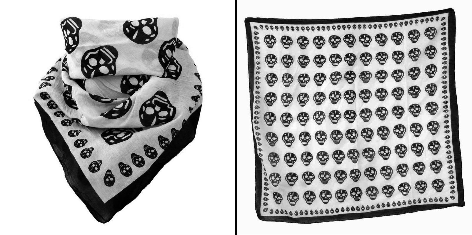 Šátek velký La Santa Muerte bílý