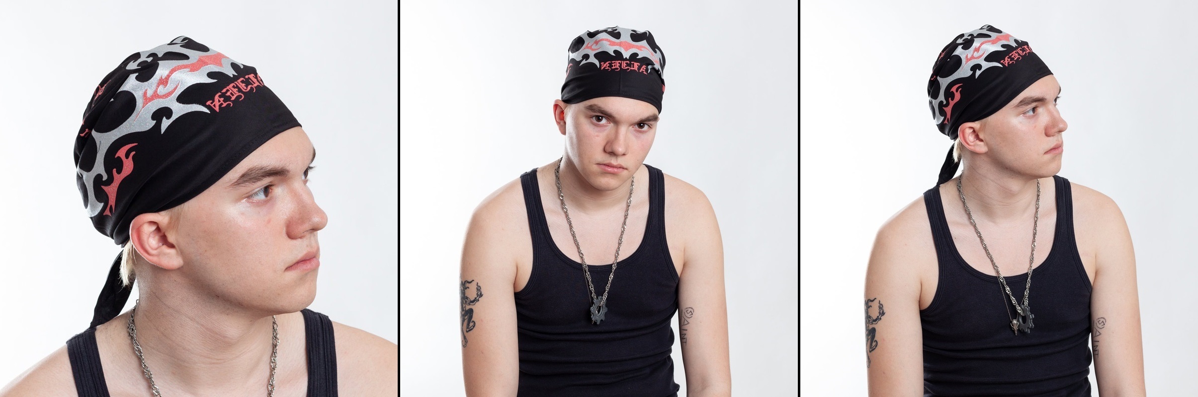 Šátek trojcípý Tribal stříbrno-červený