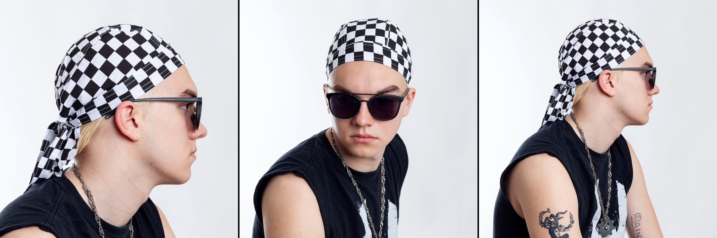 Šátek na hlavu/čepička Checkerboard