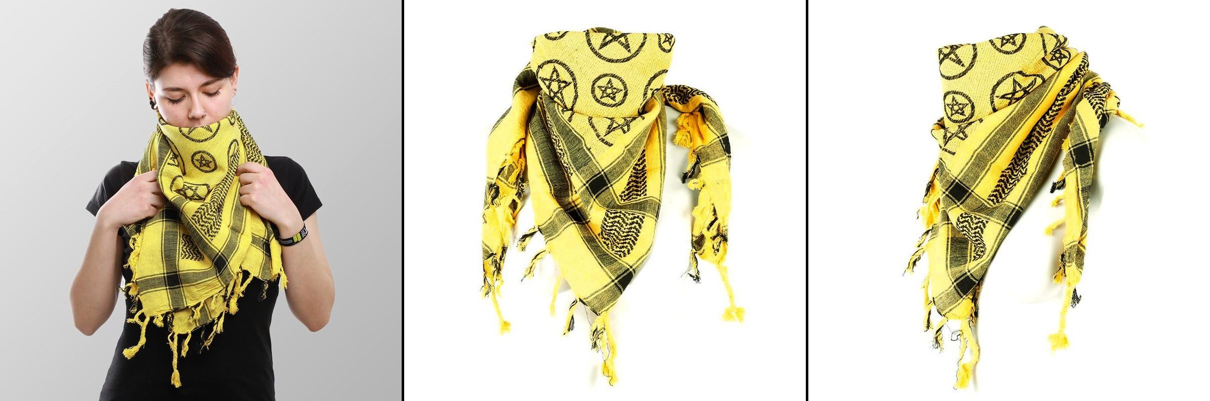 Šátek Arafat Palestina žlutý s pentagramy