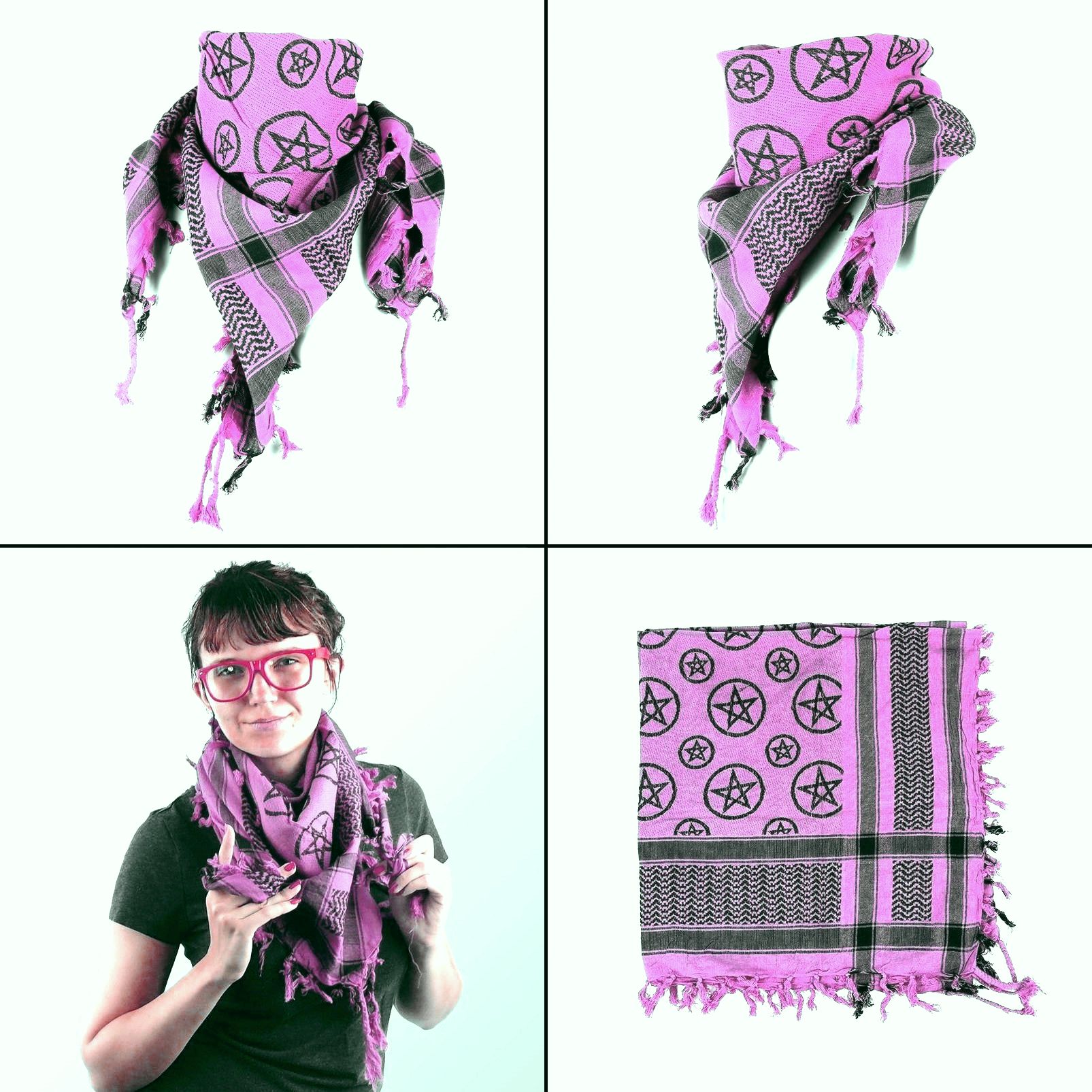 Šátek Arafat Palestina světle růžový s pentagramy