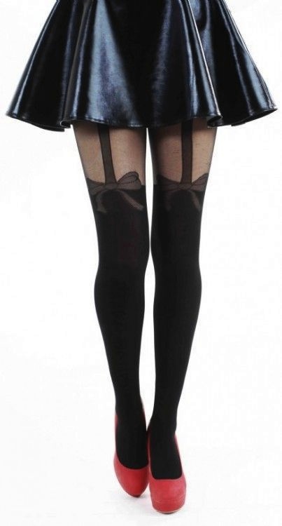 Punčocháče černé - Net Bow Suspender