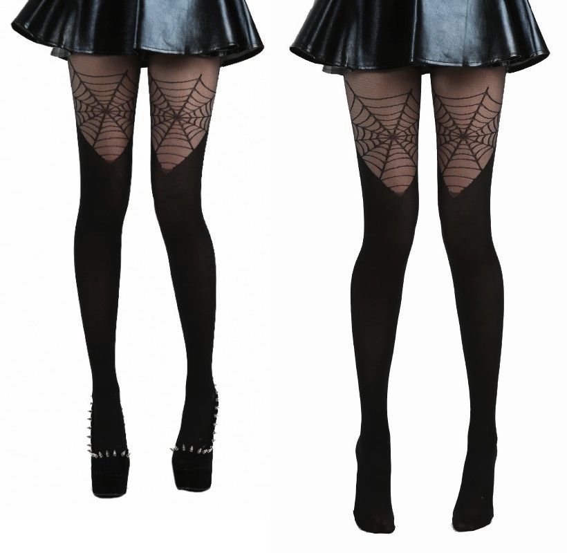 Punčocháče černé - Cobweb Over The Knee