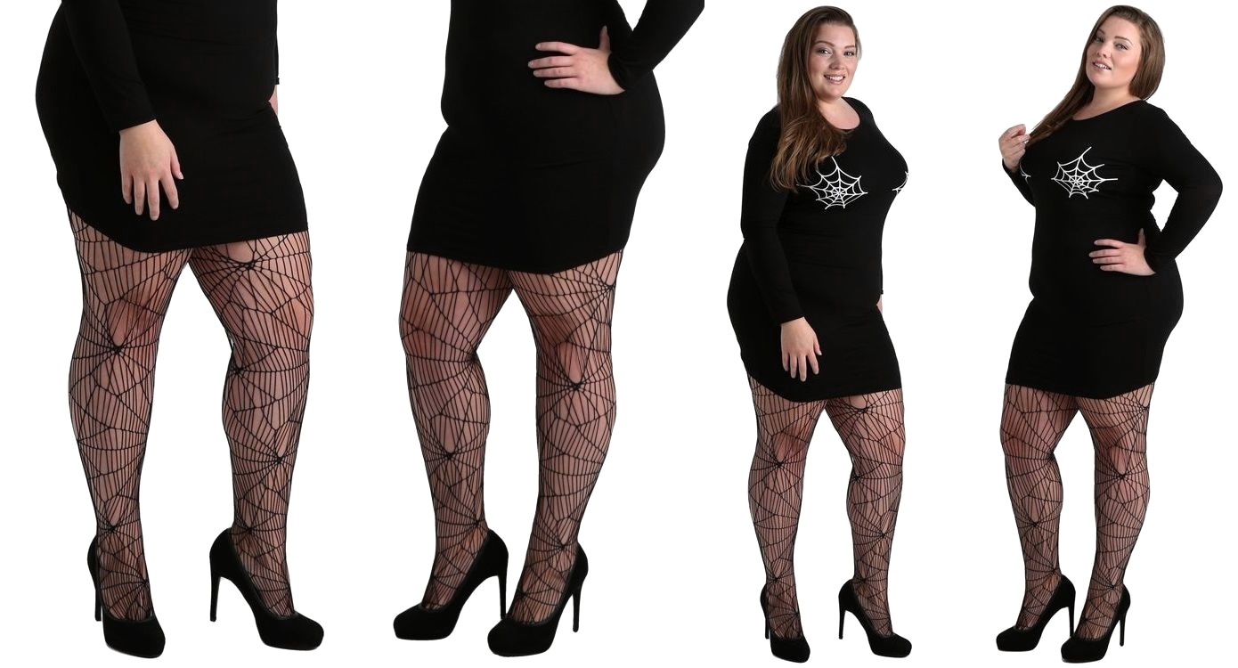 Punčocháče síťované - Plus Size Cobweb Pattern Net