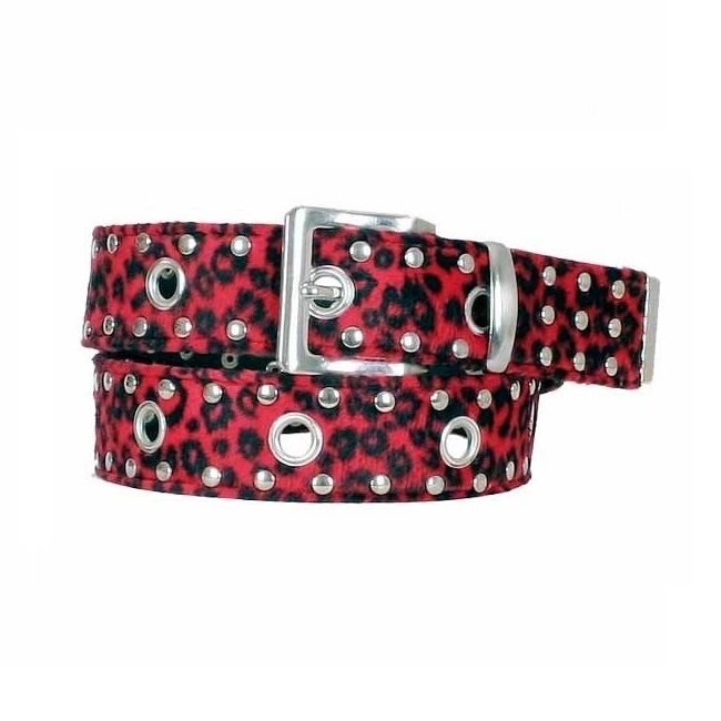 Opasek červený leopard s cvočky