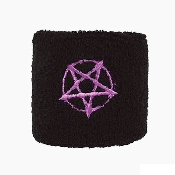 Potítko černé - Pentagram fialový