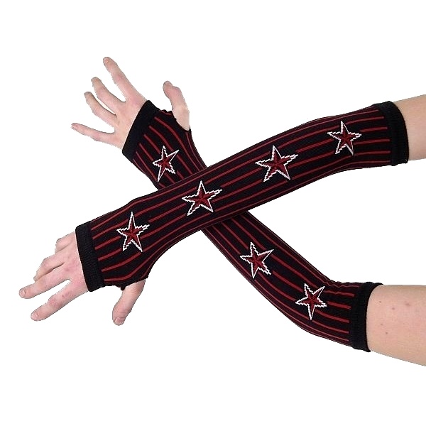 Punkové rukavice s proužky a hvězdami