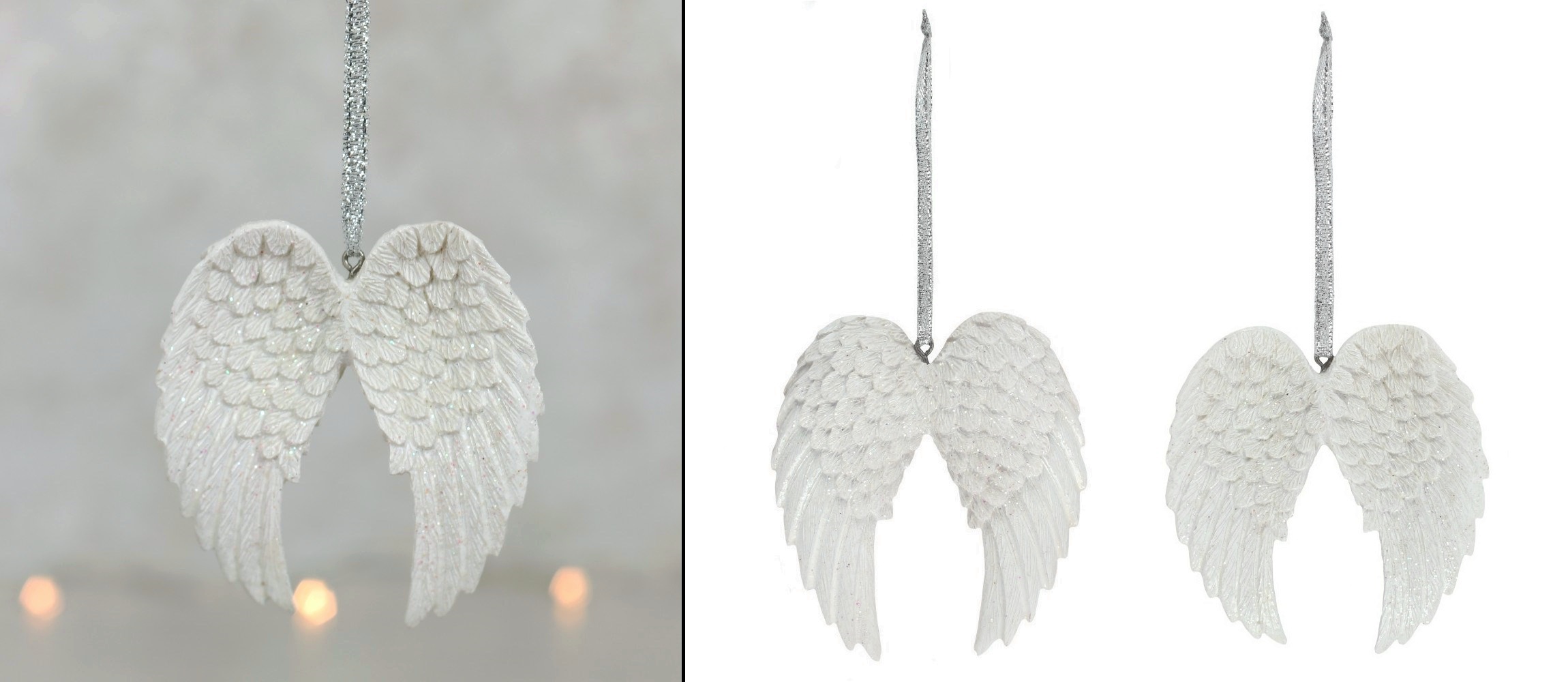 Dekorace andělská křídla s glitry na zavěšení