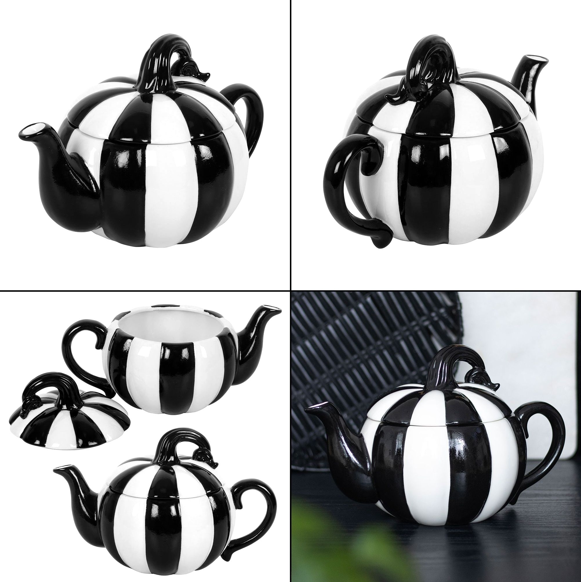 Konvička na čaj -  Black And White Striped Pumpkin